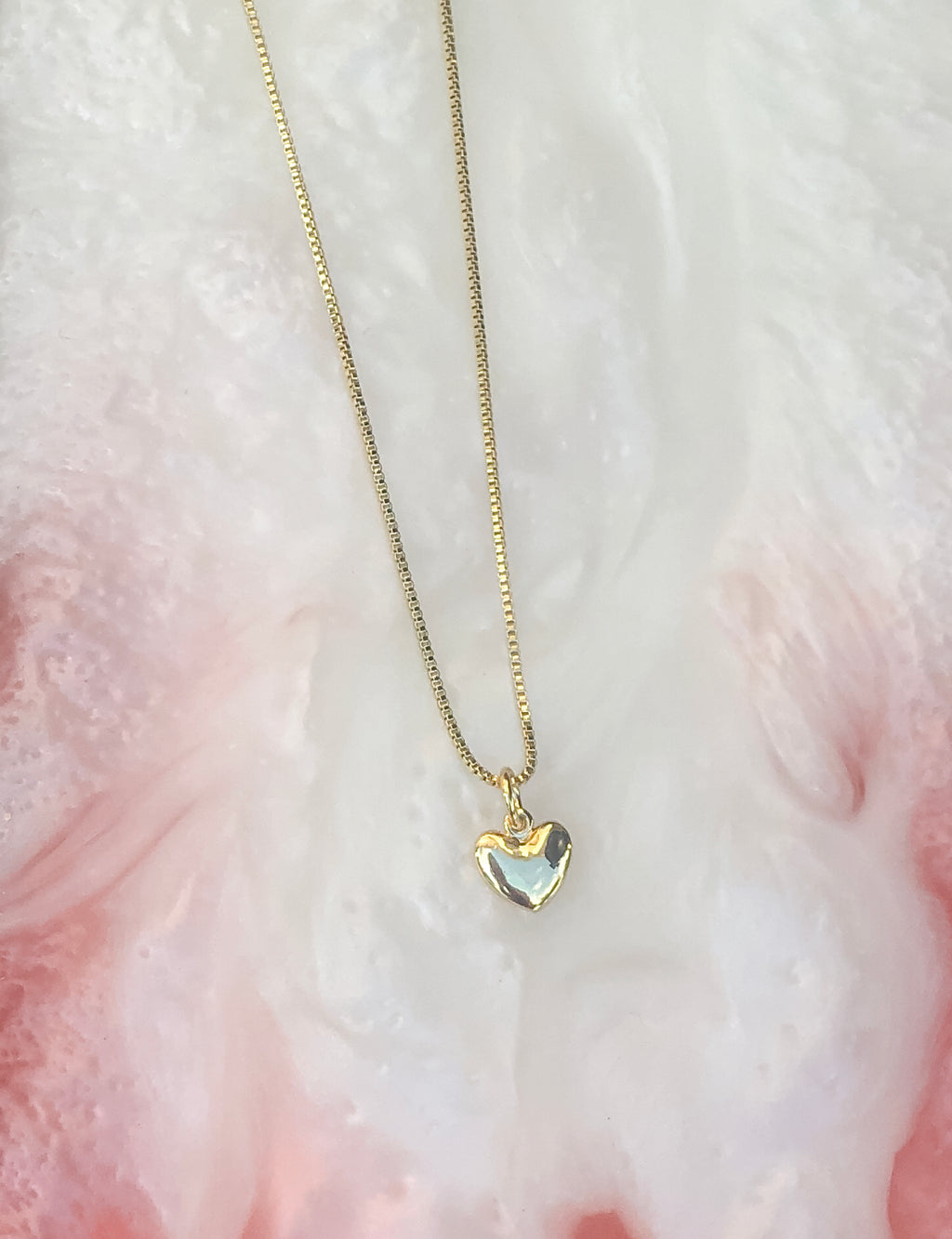 Golden Puffy Heart Necklace