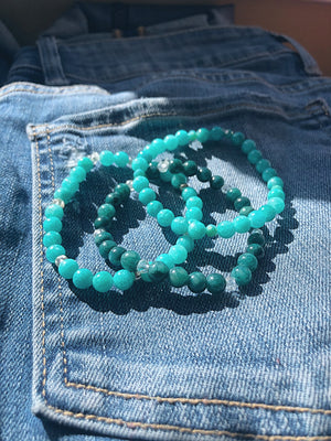 Crystal Beaded Bracelet- Amazonite