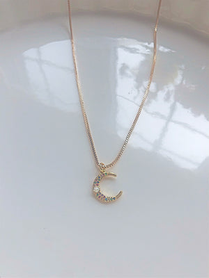 Rainbow Pearl Moon Necklace