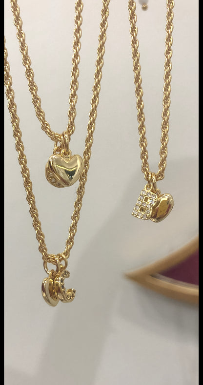Rope Chain Heart Initial Necklace