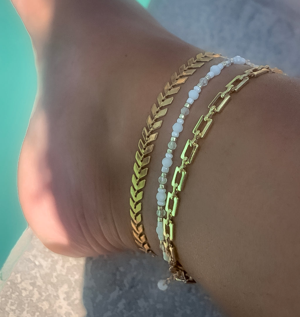 Gold Chevron Anklet