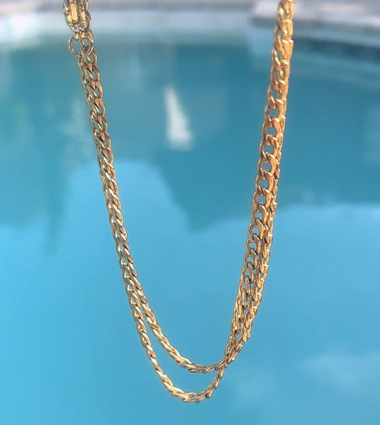 2 in 1 Gold Curb Chain