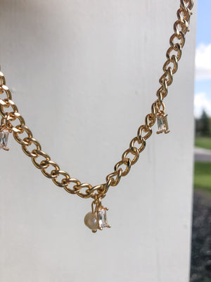 Diamond Pearl Drop Necklace