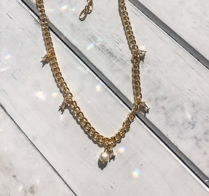 Diamond Pearl Drop Necklace