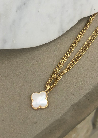 Mother of Pearl Clover Choker