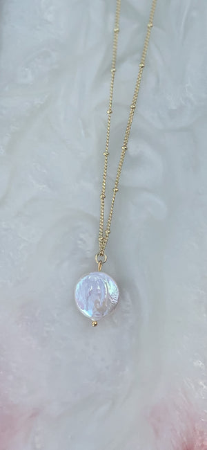 Natural Coin Pearl Drop Necklace