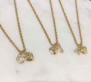 Rope Chain Heart Initial Necklace