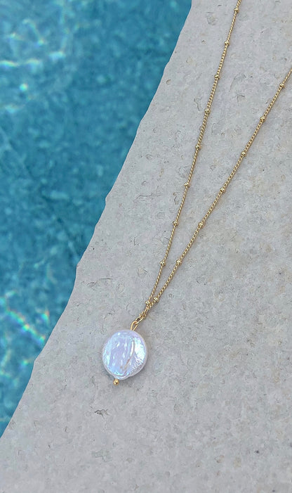 Natural Coin Pearl Drop Necklace