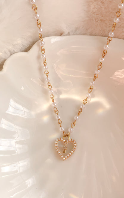 Mother of Pearl Heart Lock Necklace