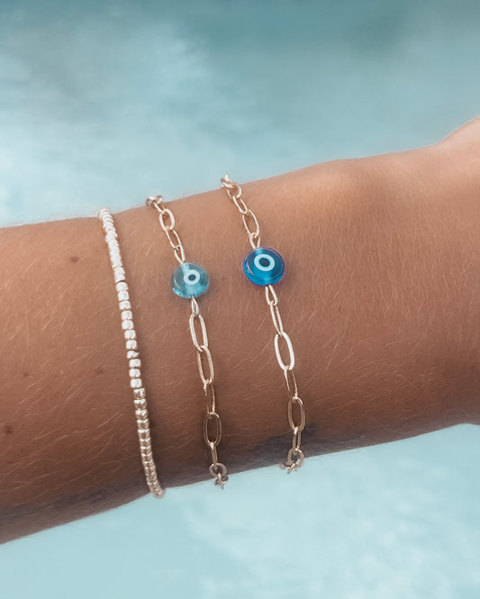 Evil Eye Paperclip Bracelet