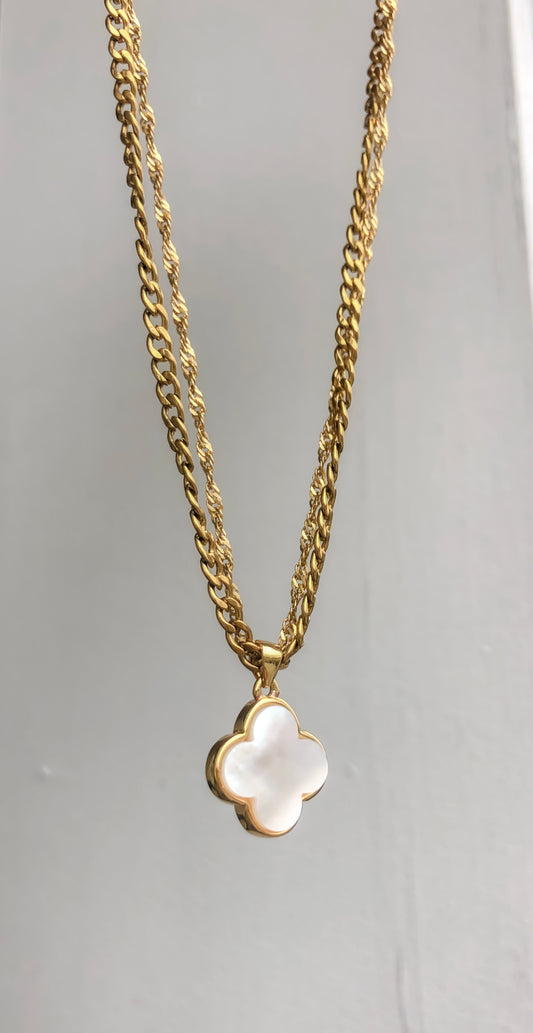 Mother of Pearl Clover Choker