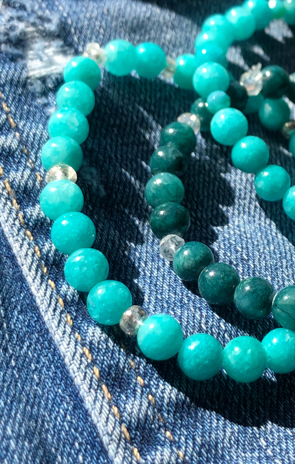 Crystal Beaded Bracelet- Amazonite