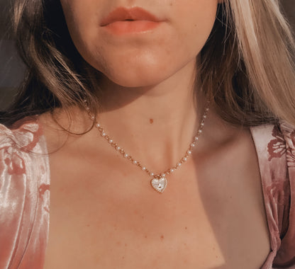 Mother of Pearl Heart Lock Necklace