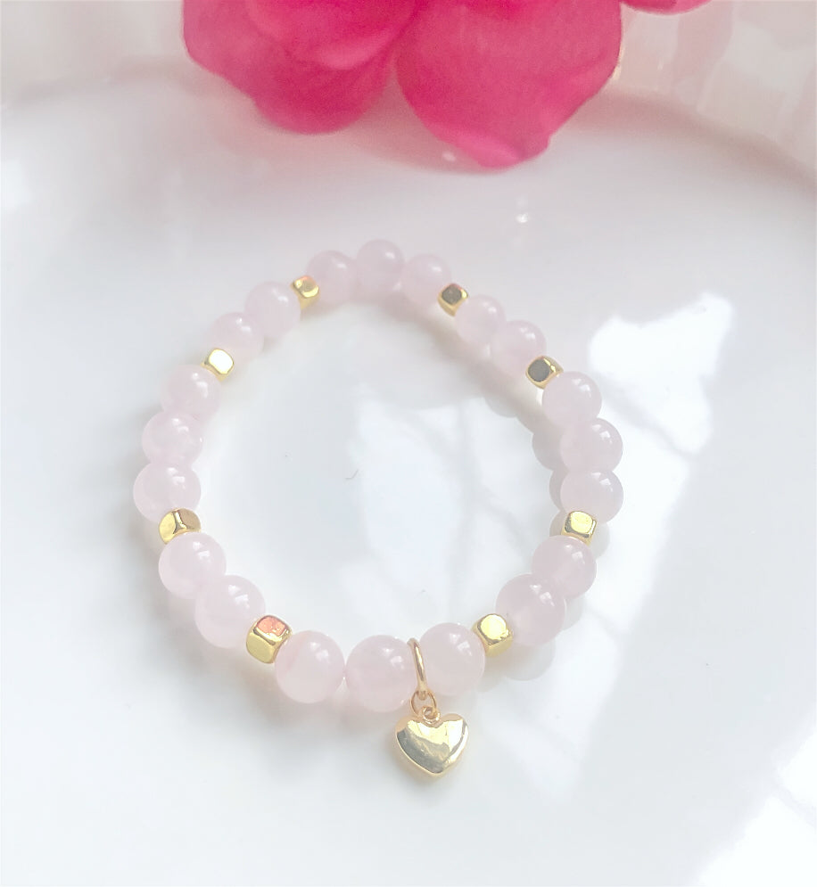 Rose Quartz Heart Bracelet