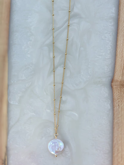 Natural Coin Pearl Drop Necklace
