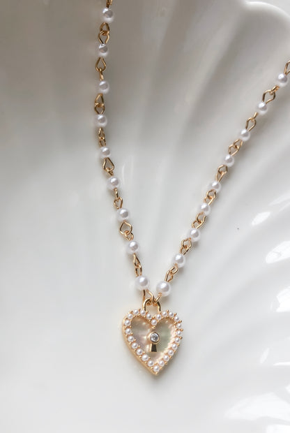 Mother of Pearl Heart Lock Necklace